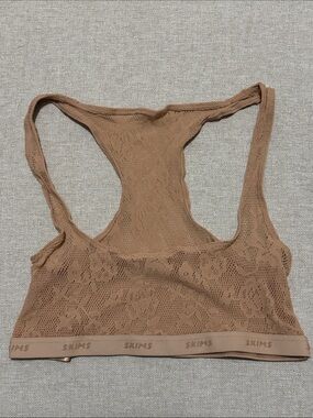 Skims Knit Lace Scoop Neck Bralette-Ochre/Nude Color-M-PopOver-Unlined-Stretchy
